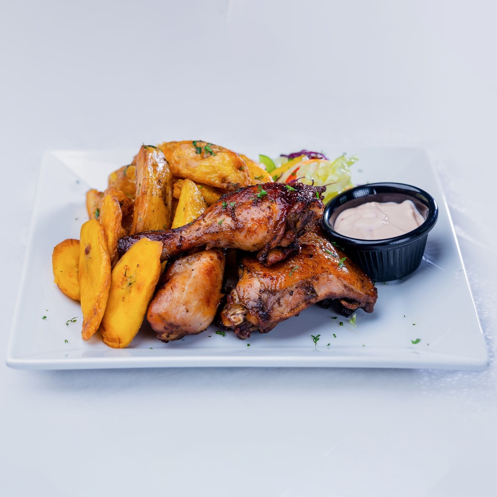 JERK CHICKEN WITH POTATO WEDGES