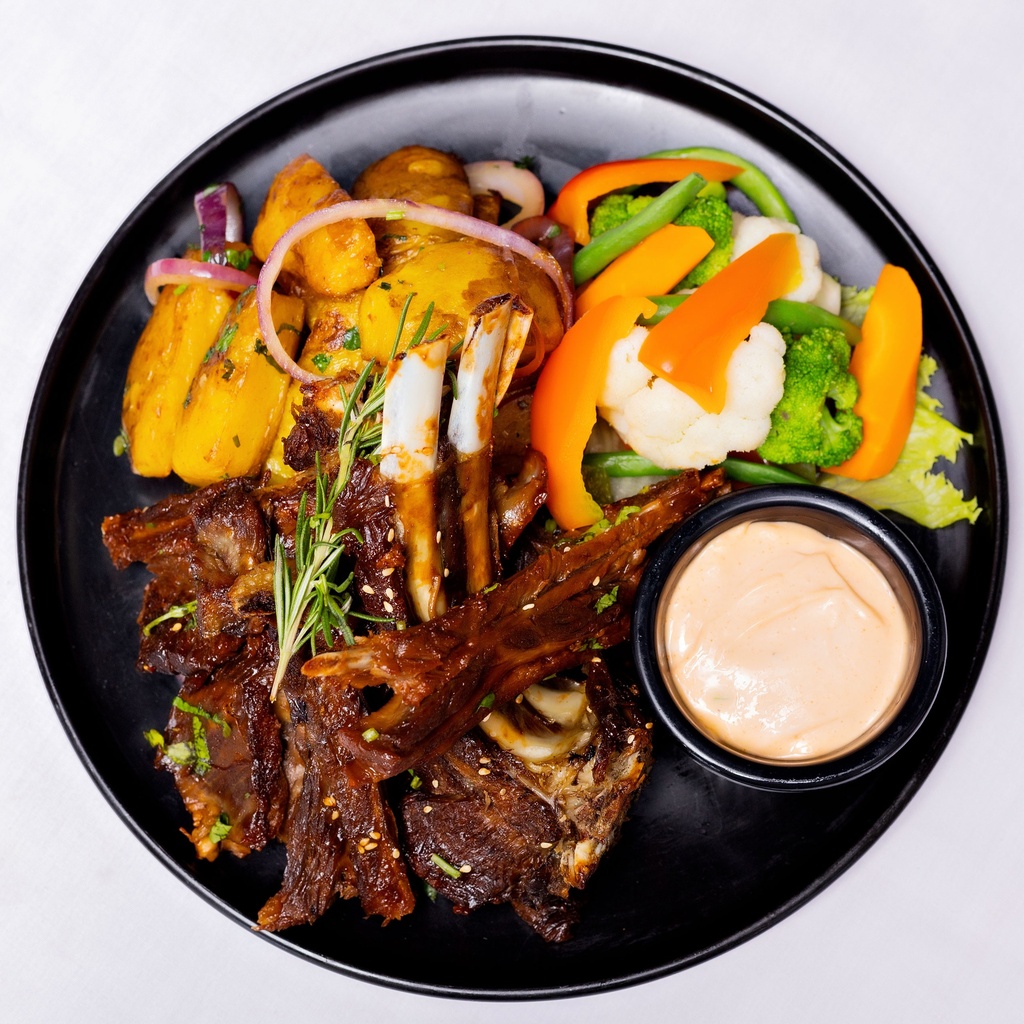 Bbq Goat Ribs With Potato Wedges